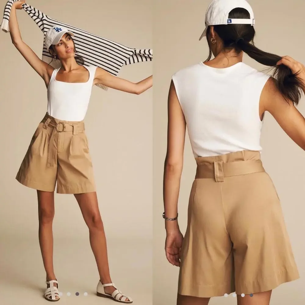 Maeve by Anthropologie Women’s Size 4 Small Brown Khaki Longline O-Ring Shorts - Picture 10 of 10